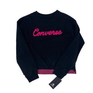 CONVERSE Pink Metallic Logo Crewneck Sweatshirt